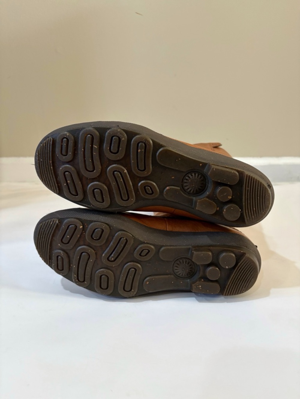 UGG Boots Women 8.5 Brown Leather Shearling Zip Mid Calf Casual Cozy Waterproof - Picture 6 of 11